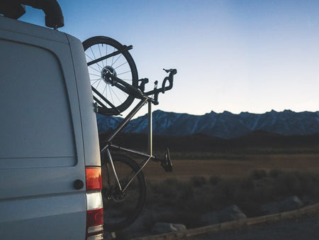 bike attached to a van for transport